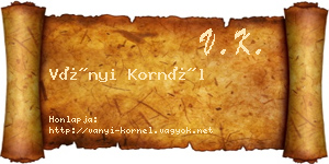Ványi Kornél névjegykártya