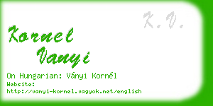 kornel vanyi business card