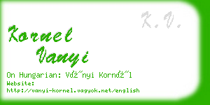 kornel vanyi business card